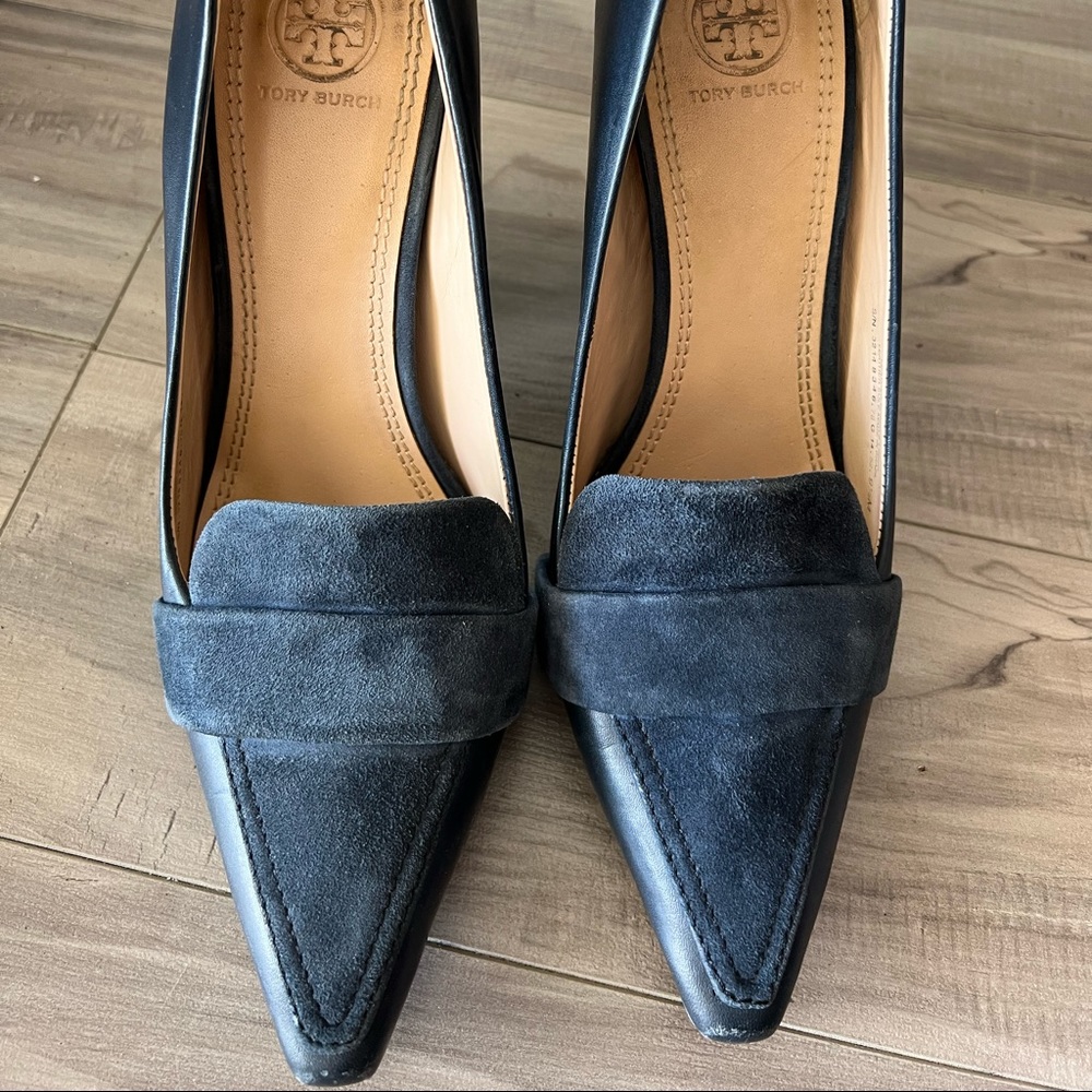 TORY BURCH BLUE SUEDE HEELS - Size 9 1/2 M